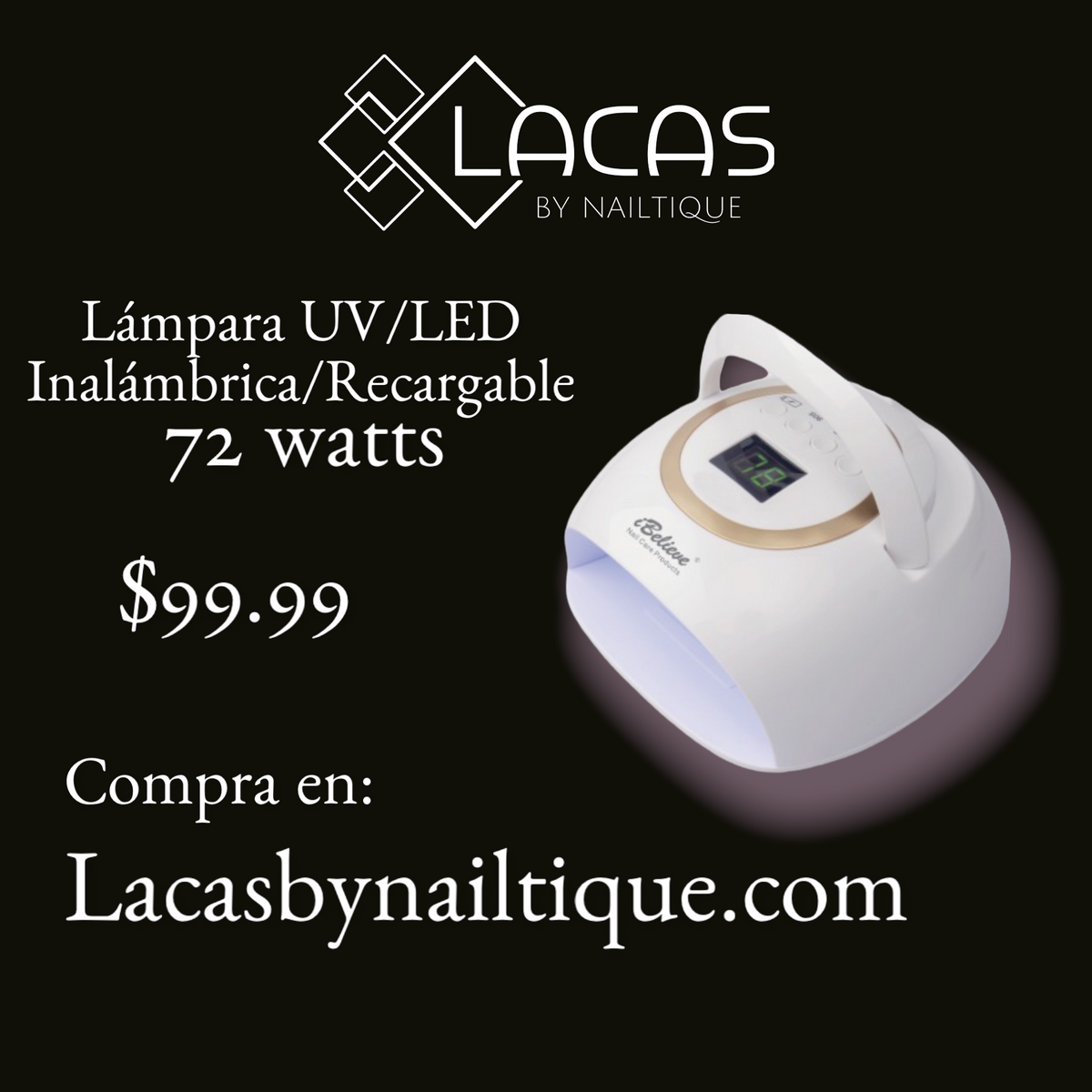 LAMPARA INALAMBRICA/ RECARGABLE (72 WATTS) – Lacas Nail Shop