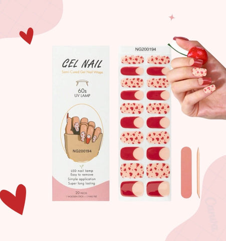 FRENCH DE CORAZONES GEL NAIL (UÑAS EN GEL STICKER)